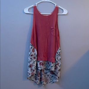 Pink tank with flowers